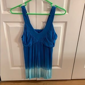 Blue tie dye knit top